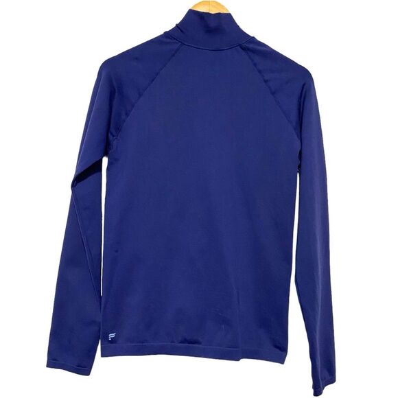 Fabletics Size Large Luciana Seamless Longsleeve Zip Up Mock Neck Navy Blue - Picture 9 of 12